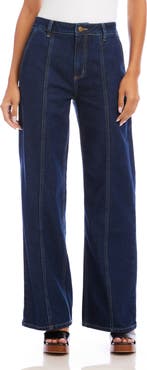 Karen Kane Seam Detail High Waist Wide Leg Trouser Jeans