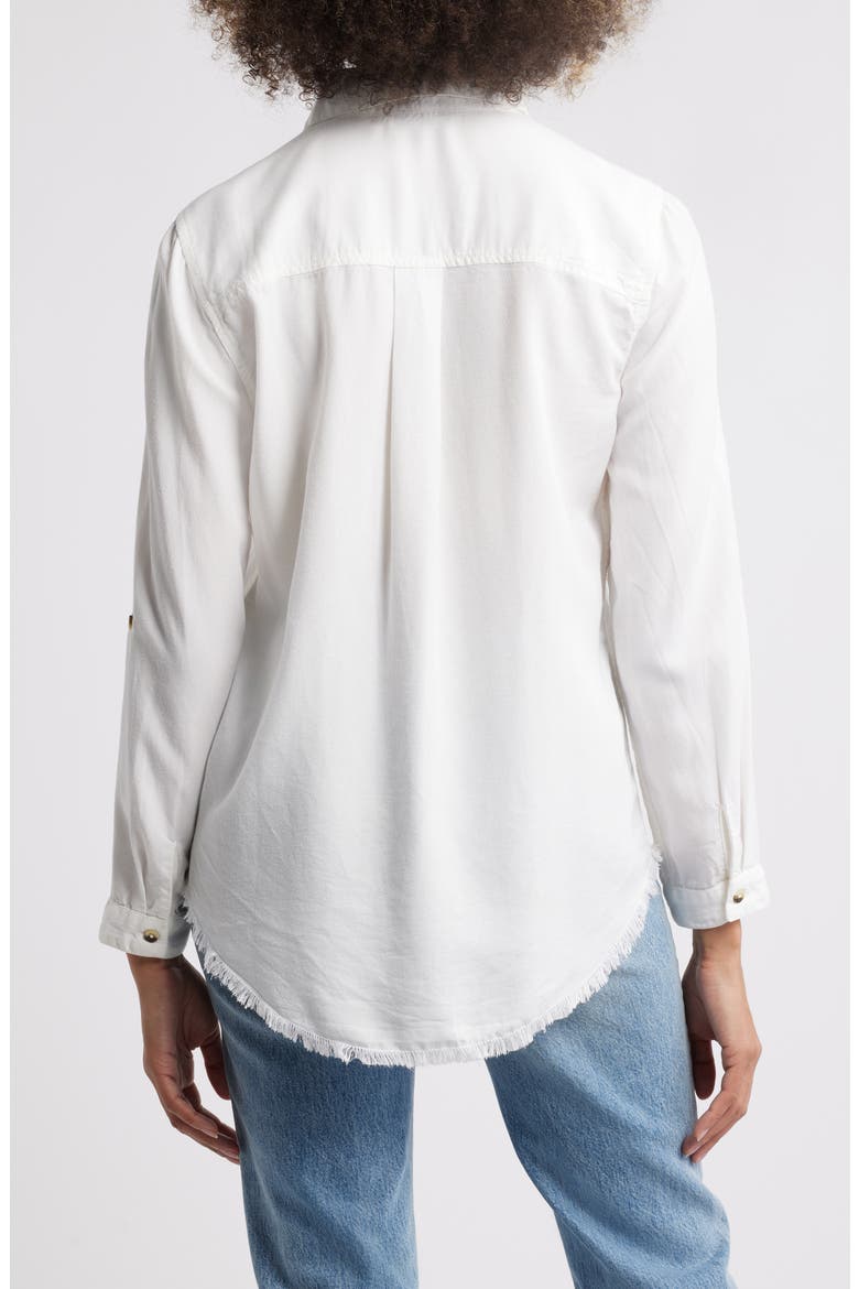 Frayed Hem Button-Up Shirt, Alternate, color, WHITE