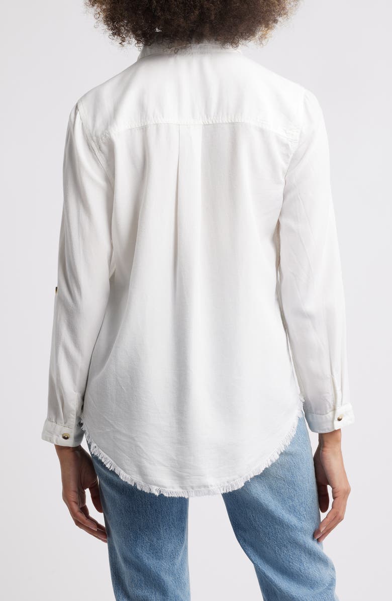 APNY Frayed Hem Button-Up Shirt, Alternate, color, White