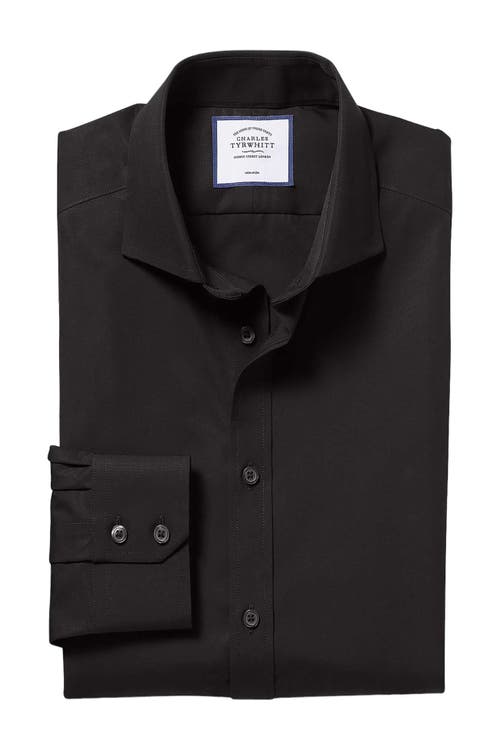 CHARLES TYRWHITT CHARLES TYRWHITT NON-IRON POPLIN CUTAWAY SLIM FIT SHIRT DOUBLE CUFF