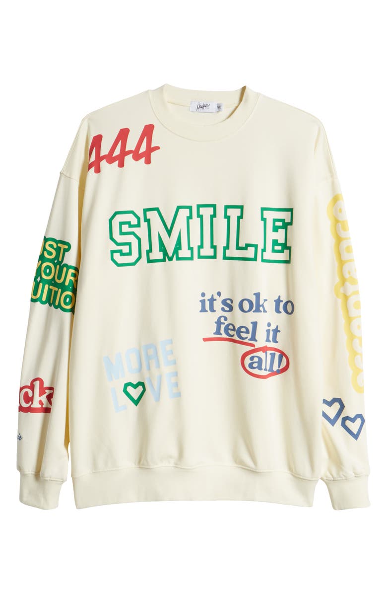 THE MAYFAIR GROUP Affirmation Crewneck Cotton Sweatshirt, Alternate, color, Cream
