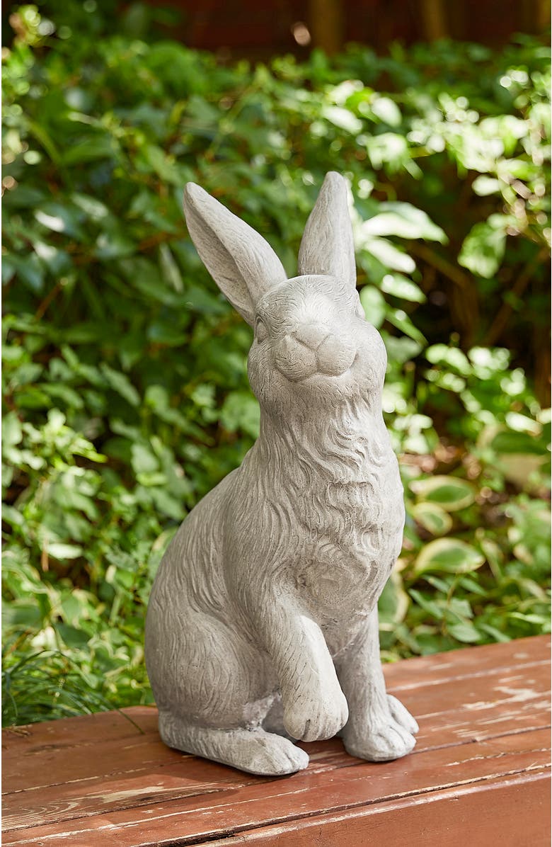 Glitzhome 18"H MGO Sitting Rabbit Garden Statue, Alternate, color, White