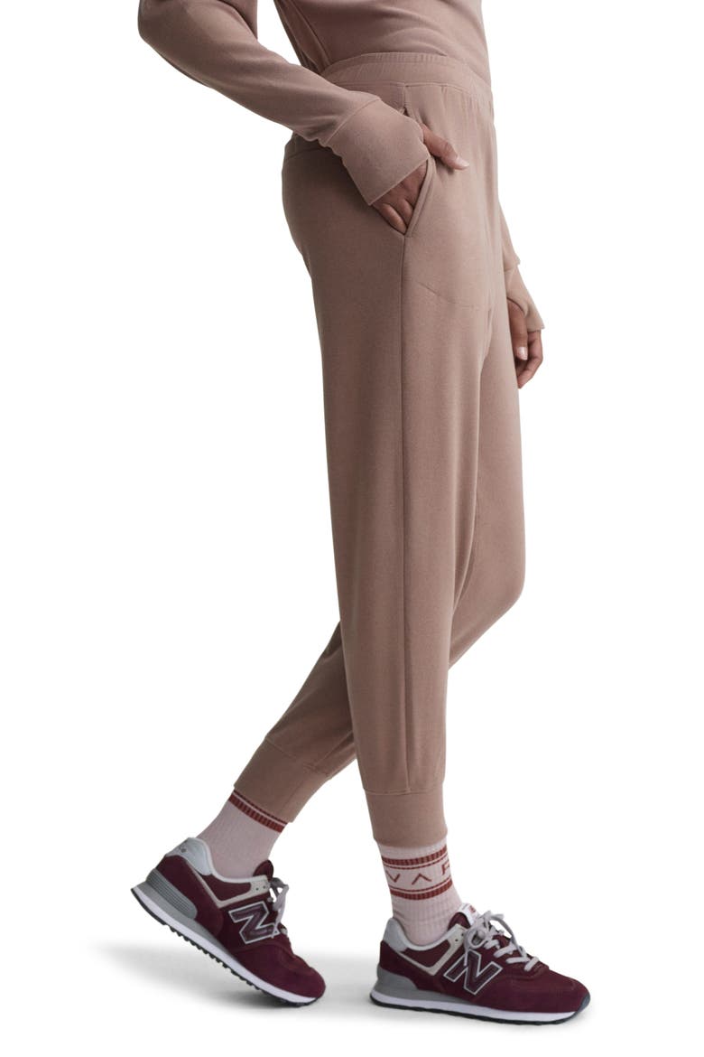 Brushed Rib Knit Slim Joggers, Alternate, color, SHADOW ROSE MARL