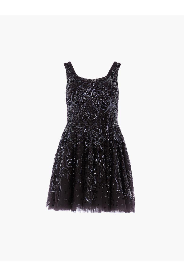 Sequin Ribbon Mini Dress, Alternate, color, Graphite