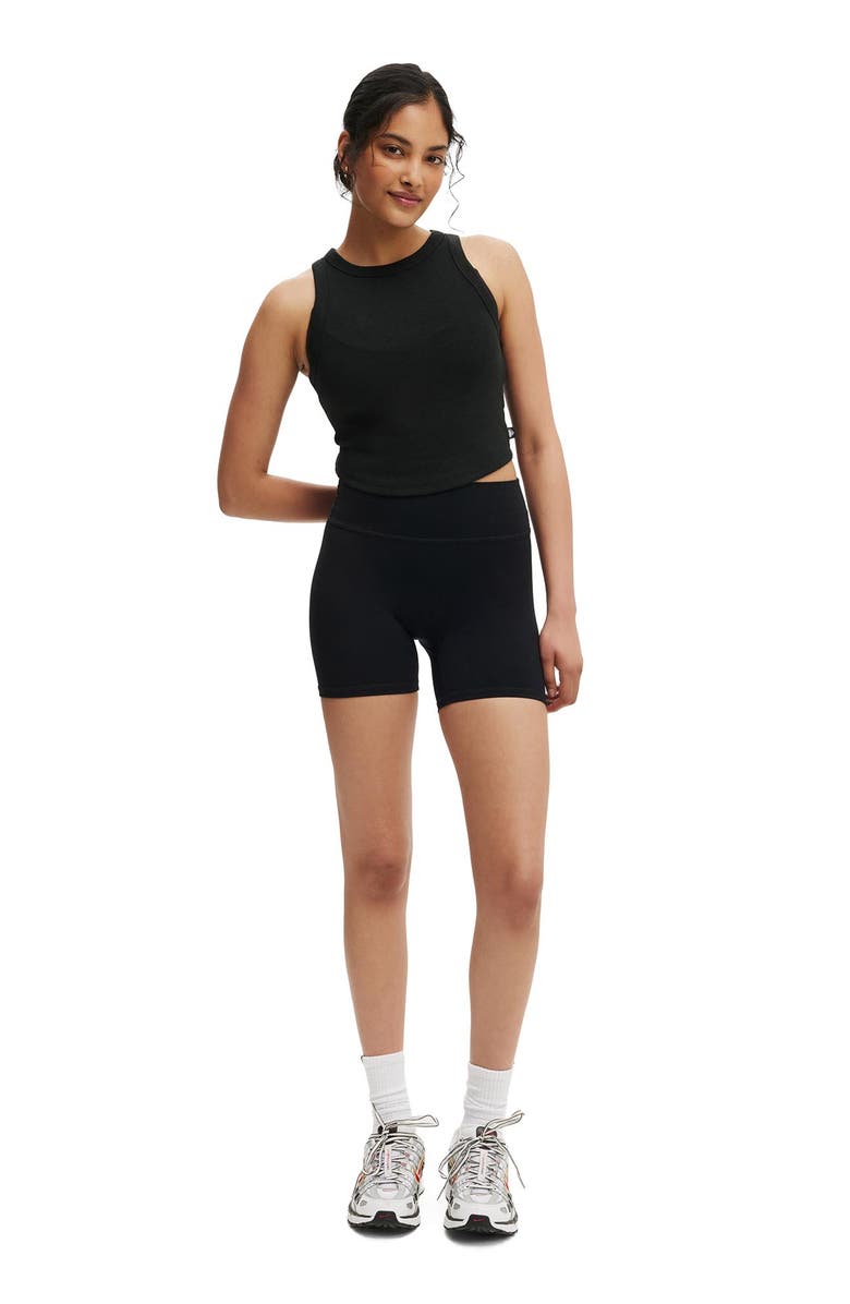 COTTON ON BODY Women's Active Rib Curved Hem Tank, Alternate, color, Black