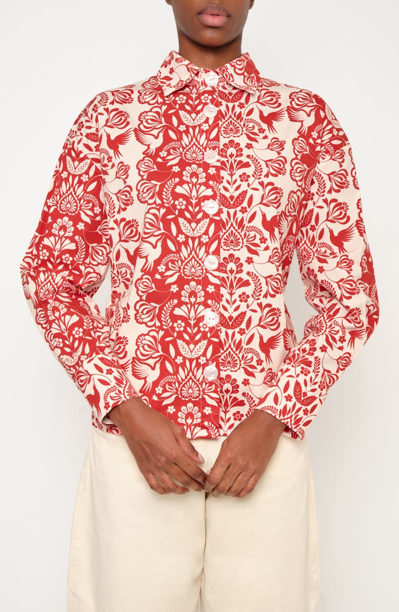 The Lulo Project The Ceremony Print Shirt, Main, color, Red Folk Paisley