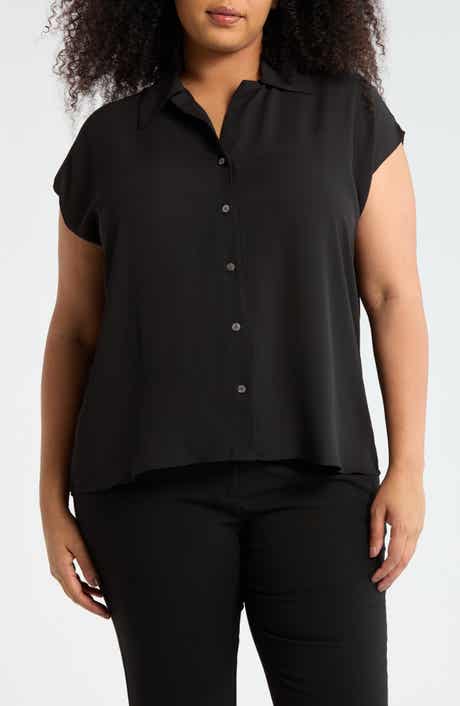T Tahari Cap Sleeve Button-Up Shirt
