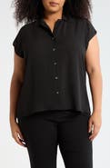 T Tahari Cap Sleeve Button-Up Shirt