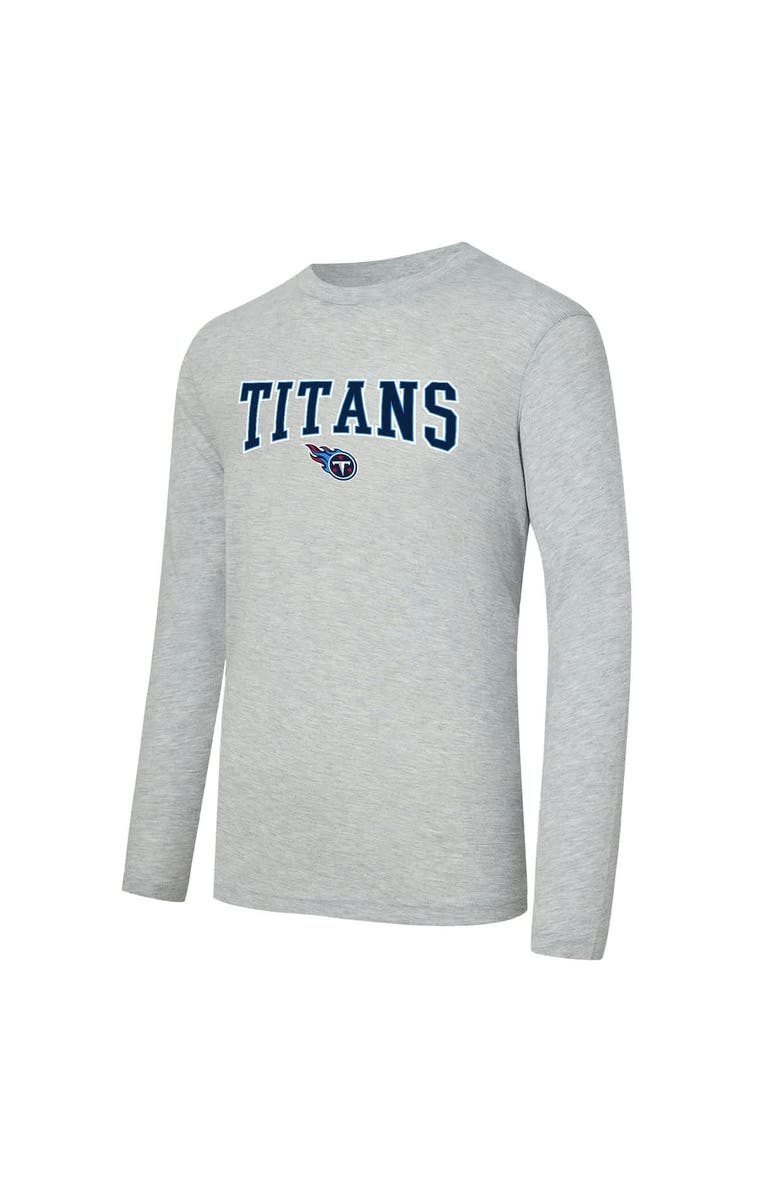 CONCEPTS SPORT Men's Concepts Sport Navy/Heather Gray Tennessee Titans Regulate Long Sleeve T-Shirt and Plaid Pant Set, Alternate, color, Navy
