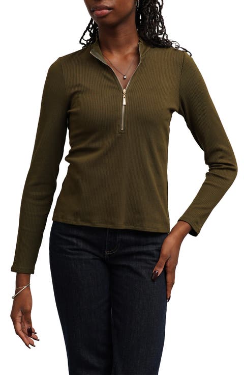 Quarter Zip Ribbed Top