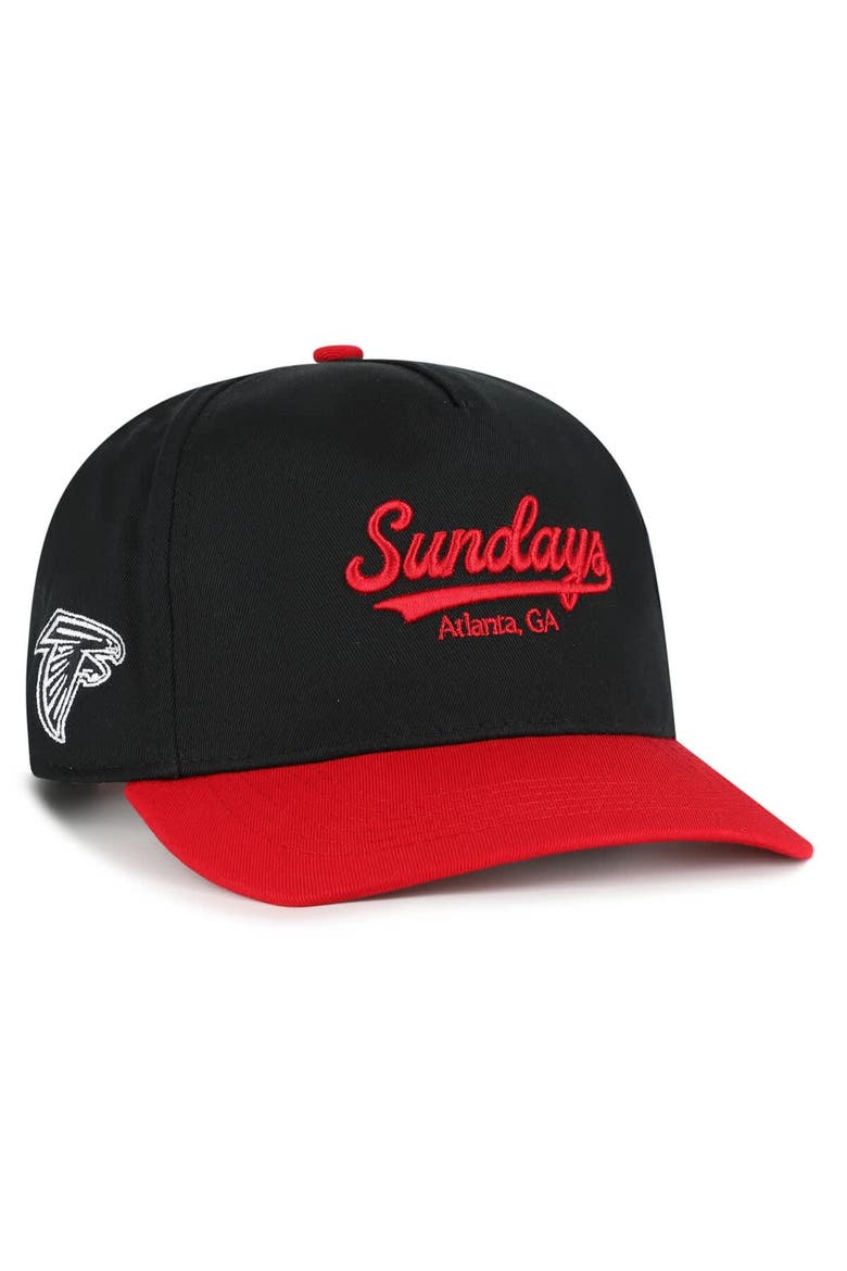 Men's '47 Black/Red Atlanta Falcons Sundays Sure Shot Hitch Two-Tone Adjustable Hat, Main, color, Black
