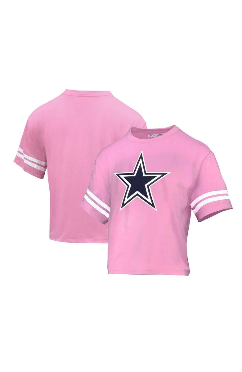 LAUREN JAMES Women's Lauren James Pink Dallas Cowboys Glitter Fashion Jersey T-Shirt, Alternate, color, 
