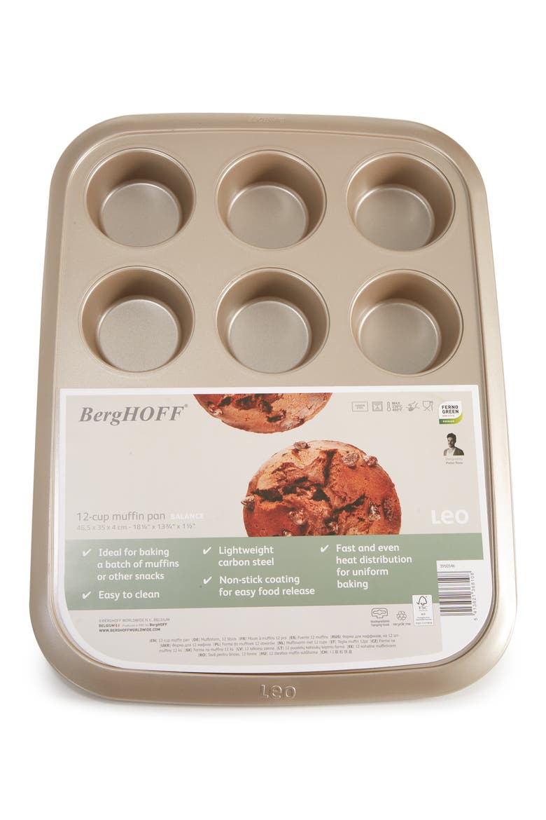 Leo Balance 12-Cup Muffin Pan, Alternate, color, GOLDEN