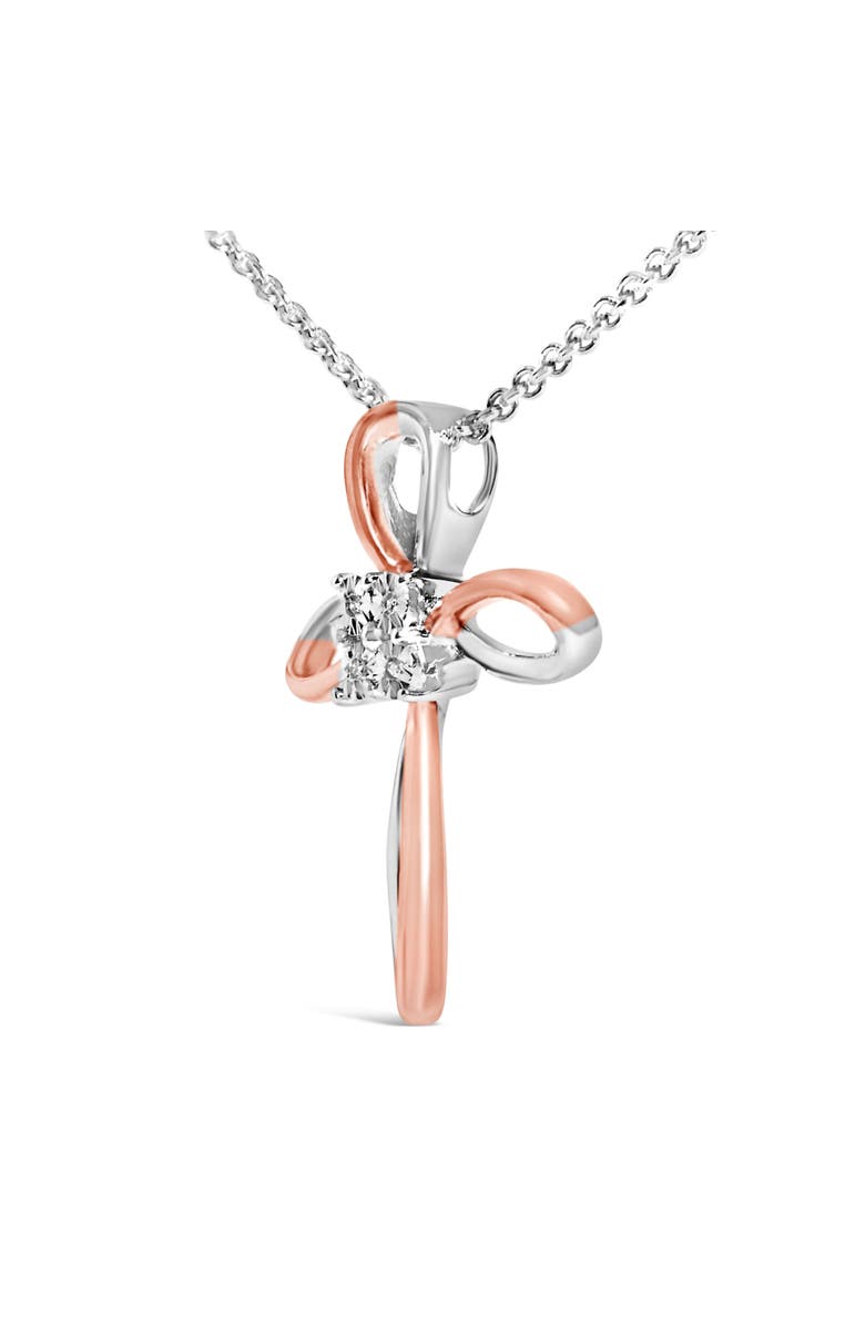 Haus of Brilliance 10K Rose Gold Plated Sterling Silver Diamond Accent Cross Pendant Necklace, Alternate, color, Silver