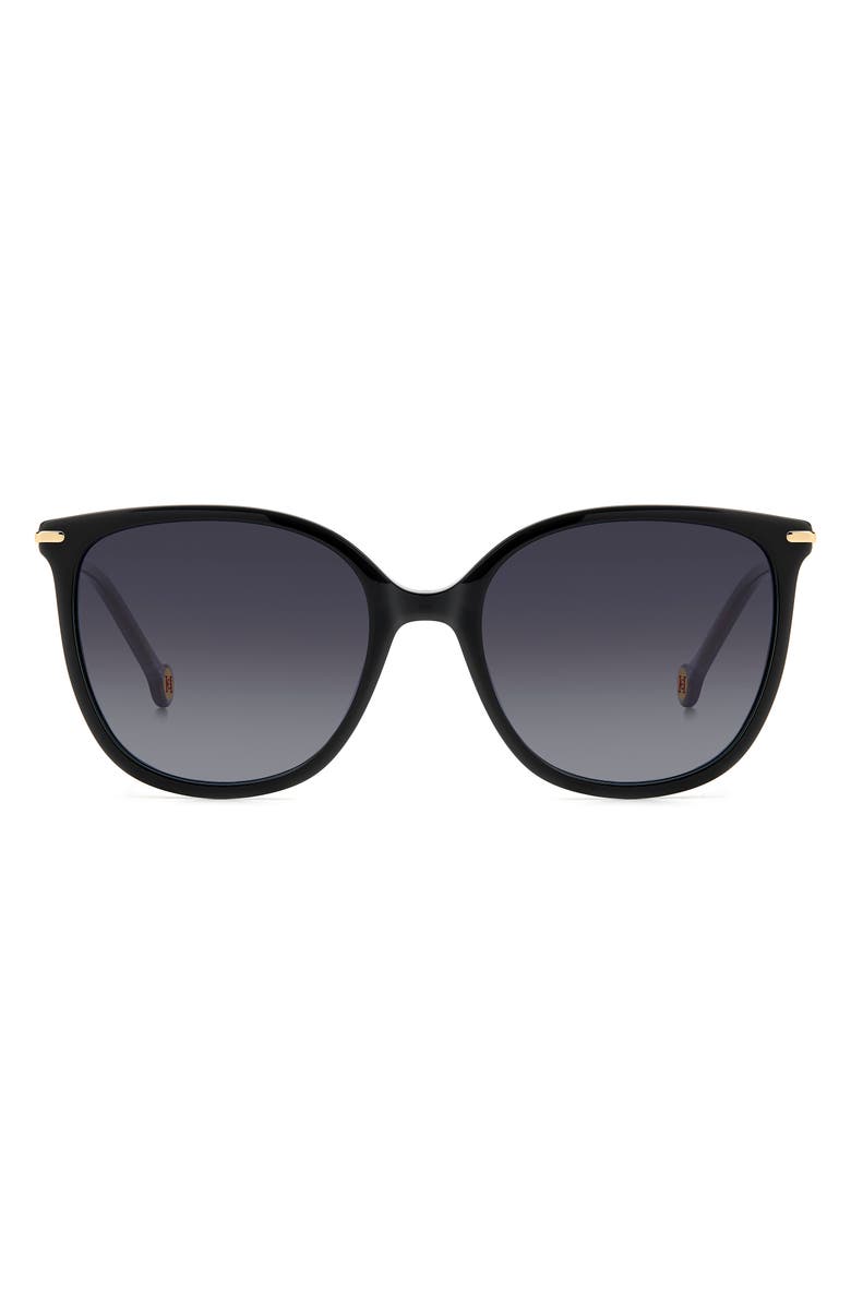 Carolina Herrera Her 55mm Gradient Square Sunglasses, Main, color, Black Glitter Black/ Dark Grey