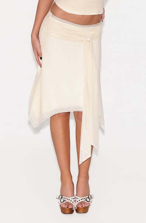 Juna Mesh Handkerchief Hem Midi Skirt