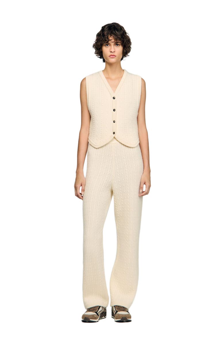 SANDRO Cable knit vest, Alternate, color, Ecru