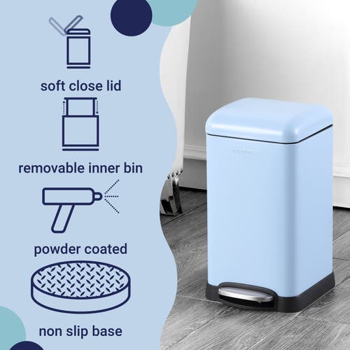 Happimess Betty Retro Mini 3.2-gallon Step-open Trash Can In Tide Pool Blue