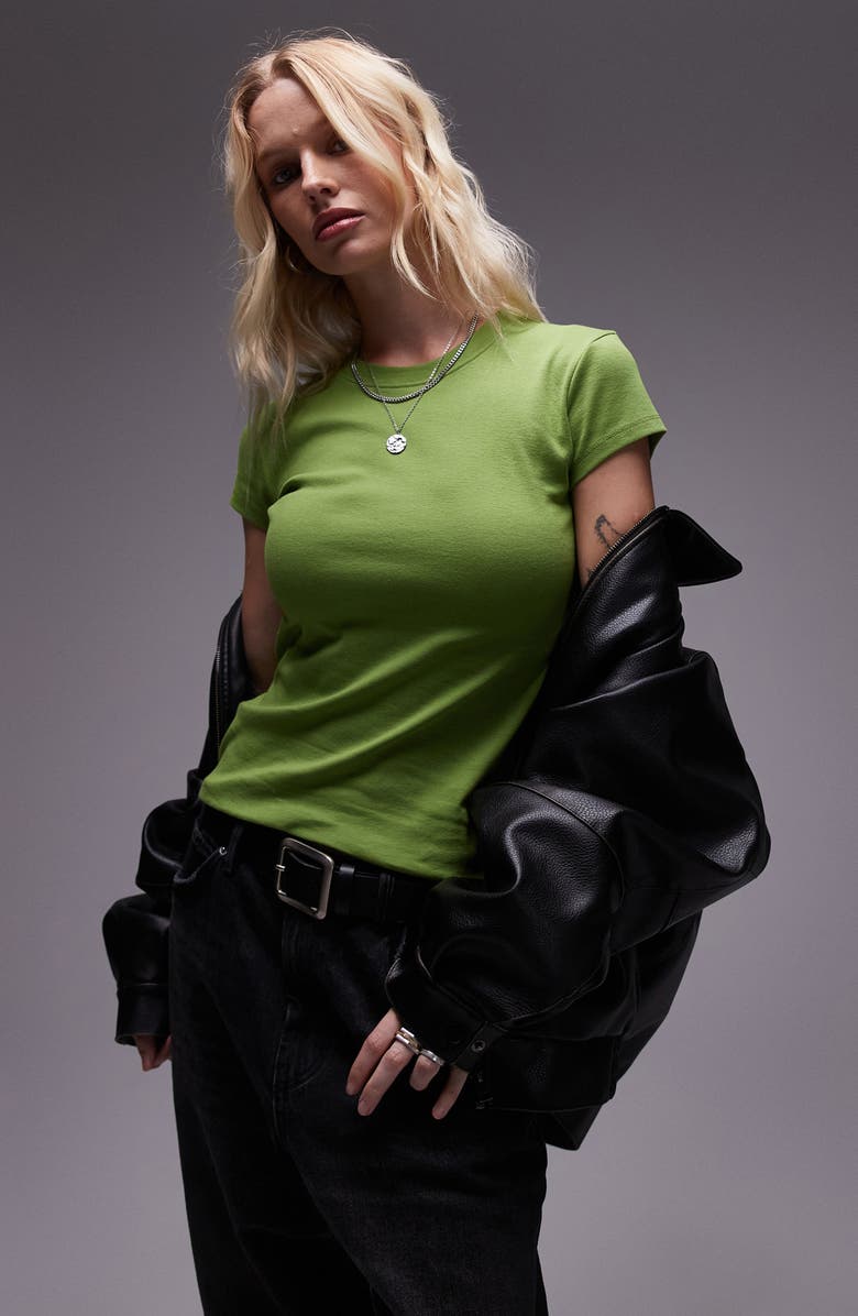 Topshop Everyday Cotton T-Shirt, Main, color, Mid Green