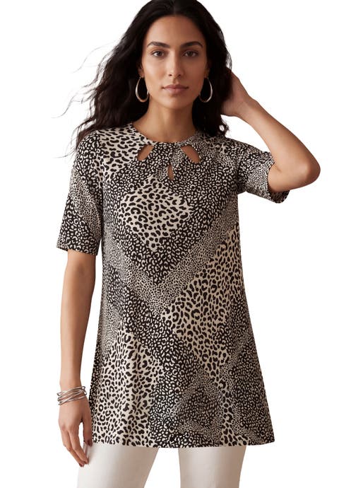 Stretch Knit Cutout Swing Tunic