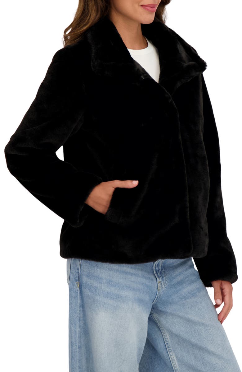 Sebby Short Faux Fur Jacket, Alternate, color, Black