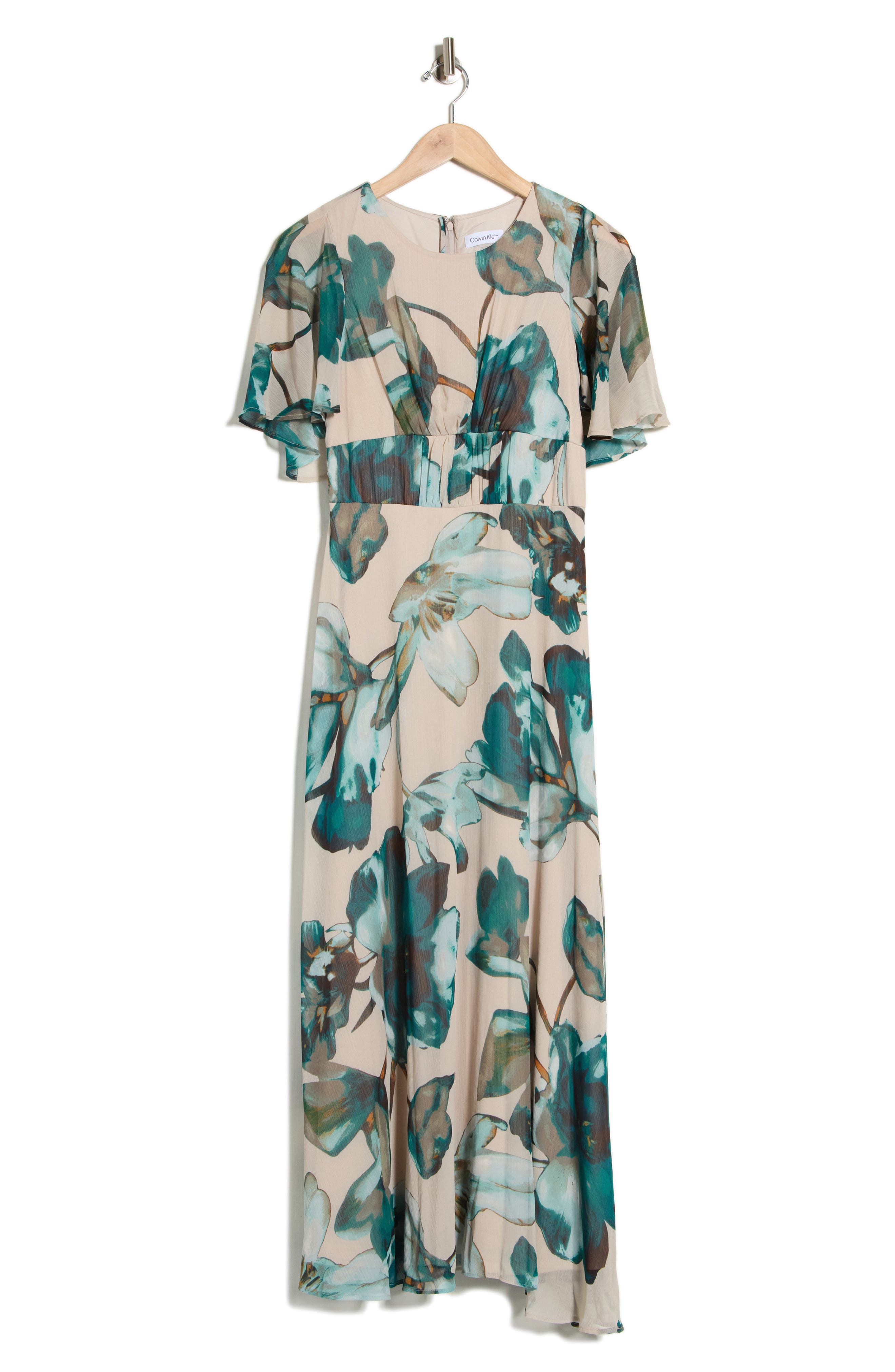 calvin klein floral dress long sleeve NWT Calvin Klein Black Cream Floral Long Sleeve Mini Dress 2