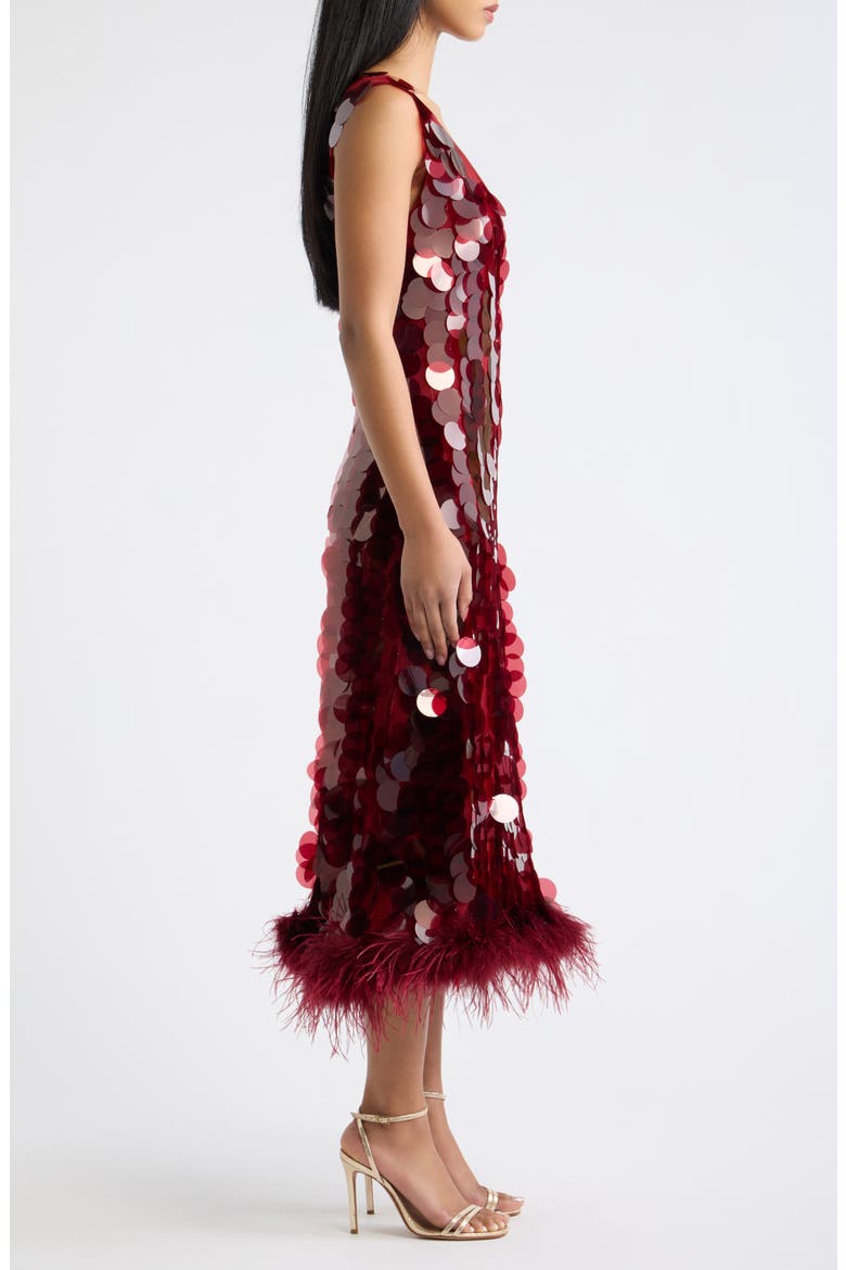 Sleeveless Scoop Neck Midi Dress, Alternate, color, MERLOT