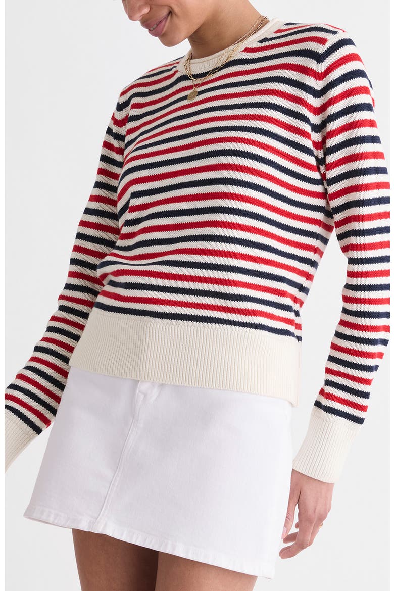 Stripe Cotton Roll Neck Sweater, Main, color, RWB STRIPE