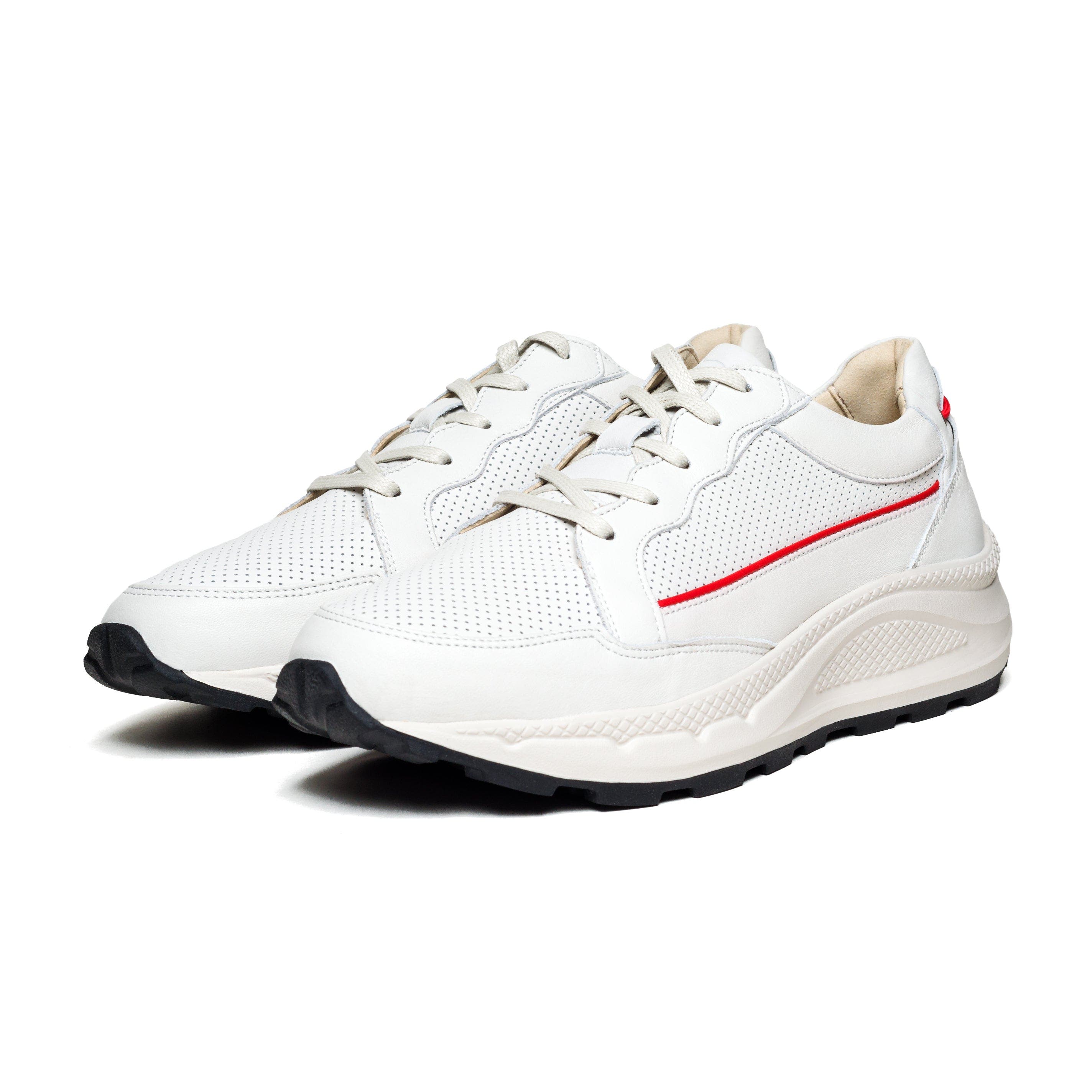 The Primeira Perforated Leather Runner Sneaker Unisex, Alternate, color, Blaze White