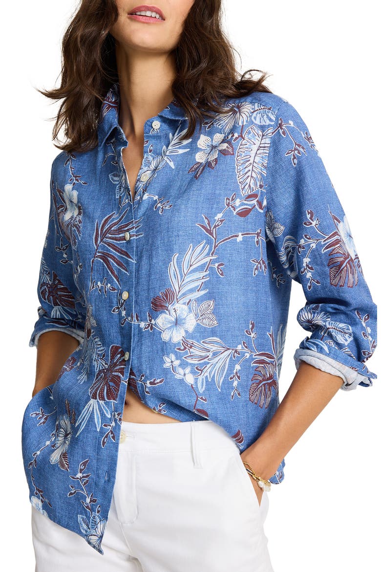 Canyon Coast Relaxed Linen Shirt, Alternate, color, BLUE MONDAY