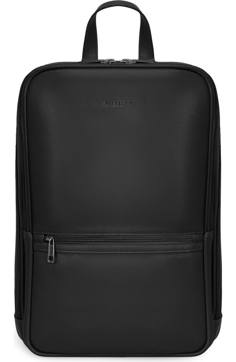 CHAMPS Onyx Leather Backpack, Main, color, Black