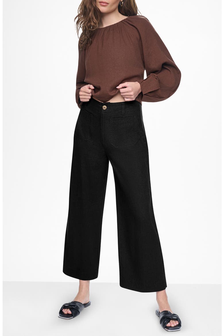 High Waist Wide Leg Pants, Alternate, color, BLACK