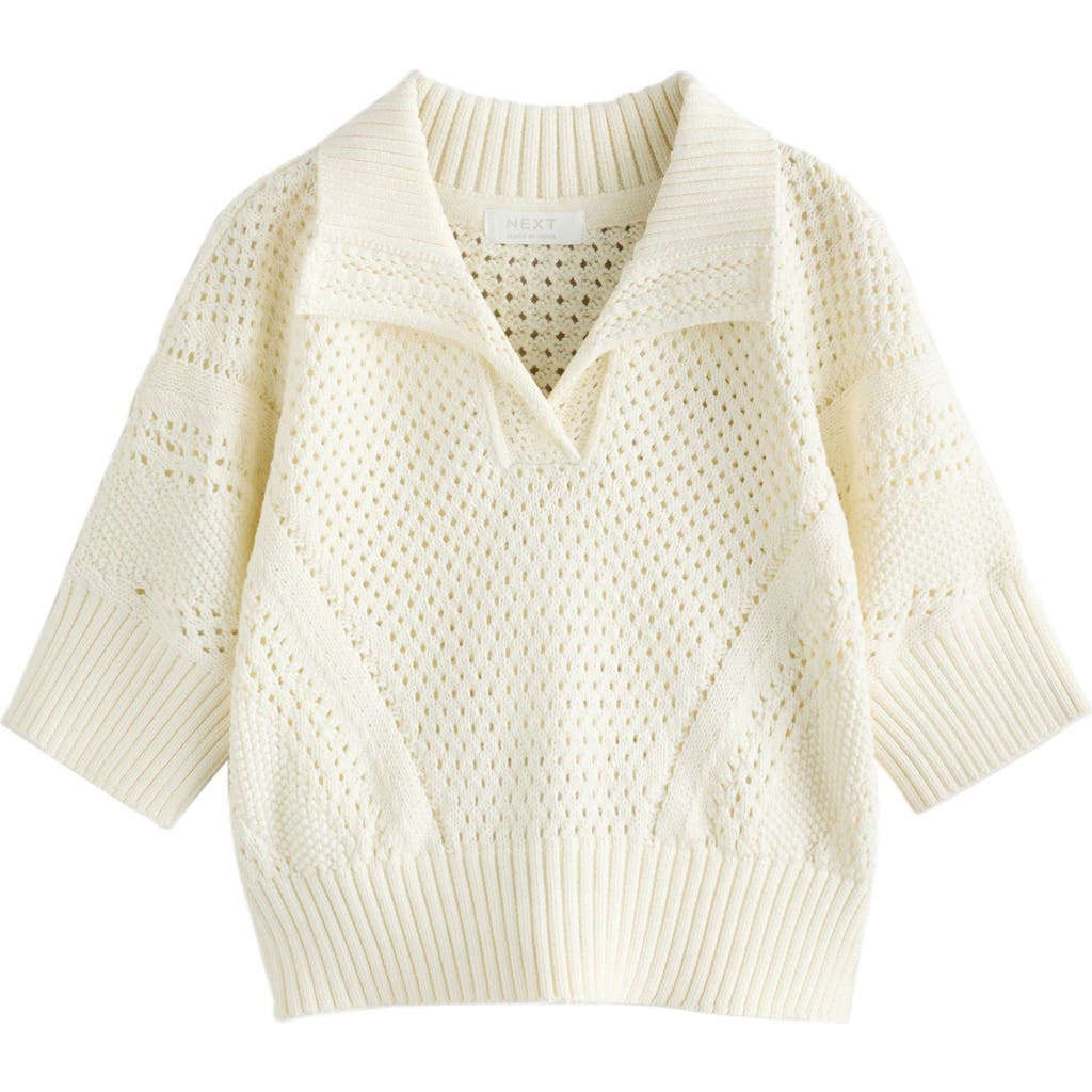Next Kids' Open Stitch Cotton Johnny Collar Sweater
