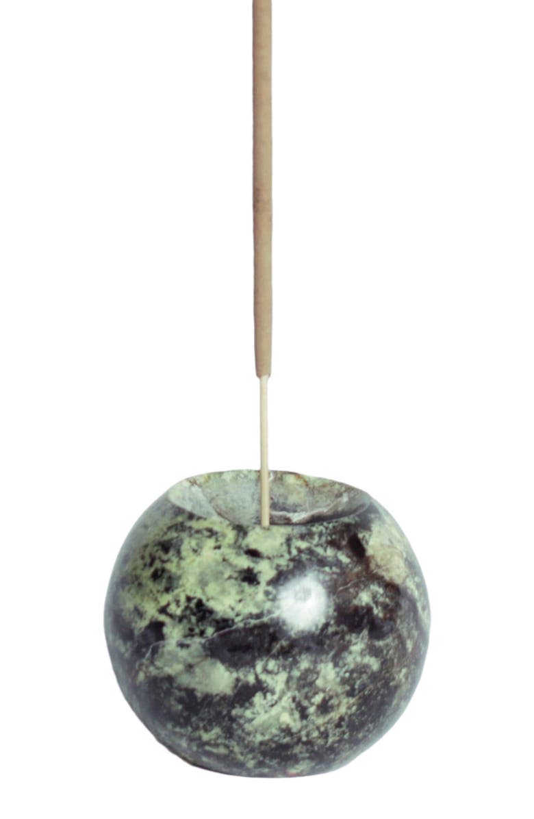 DAR PROYECTOS Gemstone Sphere Incense Holder, Alternate, color, Serpentine Green