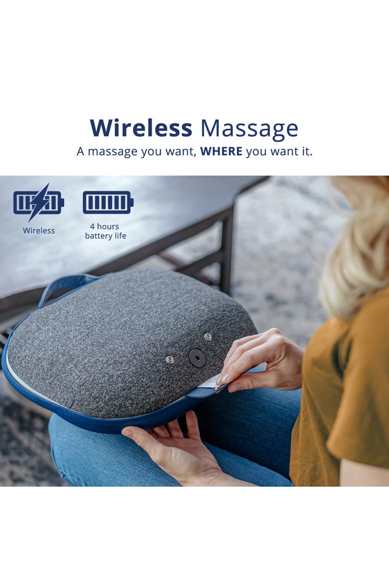 Kumo Back Massage Pillow with Heat, Alternate, color, Blue/Grey
