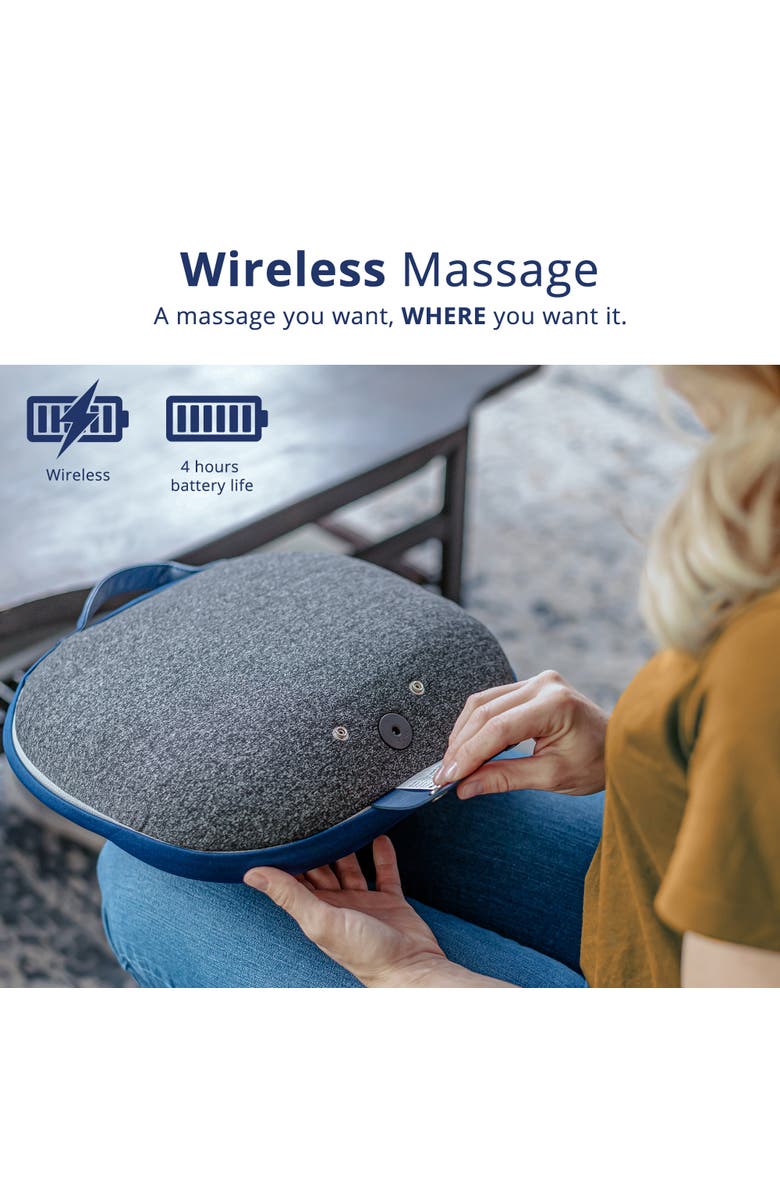 MIKO Kumo Back Massage Pillow with Heat, Alternate, color, Blue/Grey