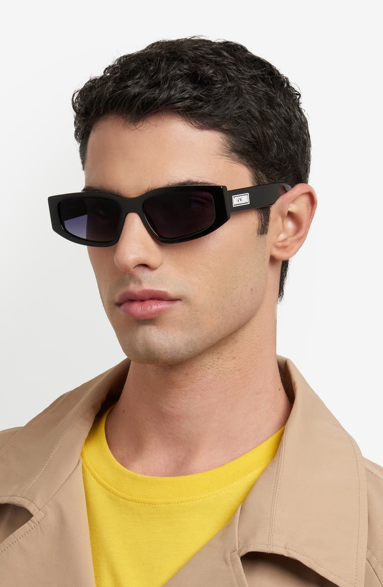 Moschino 56mm Gradient Rectangular Sunglasses, Alternate, color, Black/ Dark Grey Sf
