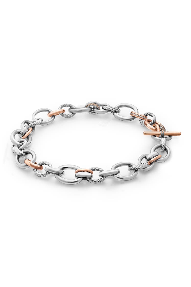 Mercer™ Mélange Pavé Diamond Necklace, Alternate, color, STERLING SILVER/ 18K ROSE GOLD