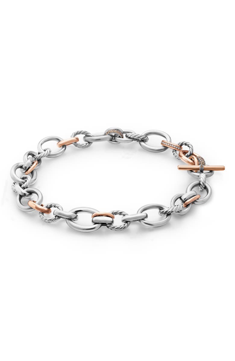 David Yurman Mercer<sup>™</sup> Mélange Pavé Diamond Necklace, Alternate, color, Sterling Silver/ 18K Rose Gold
