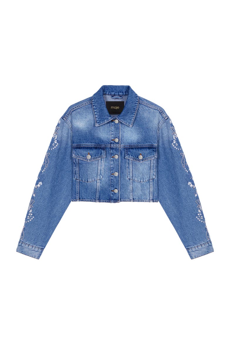 Embroidered denim jacket, Alternate, color, Blue