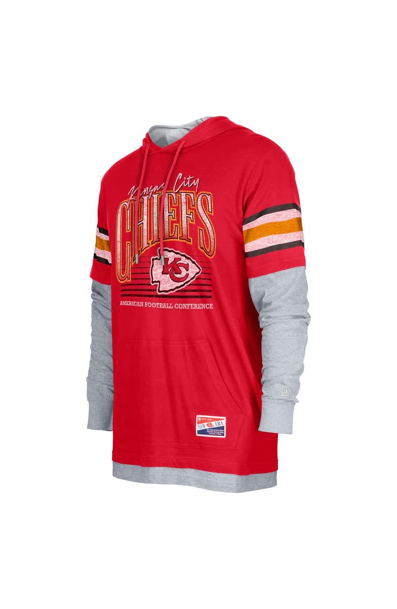 New Era Men's New Era Red Kansas City Chiefs Twofer Long Sleeve Hooded T-Shirt, Alternate, color, 