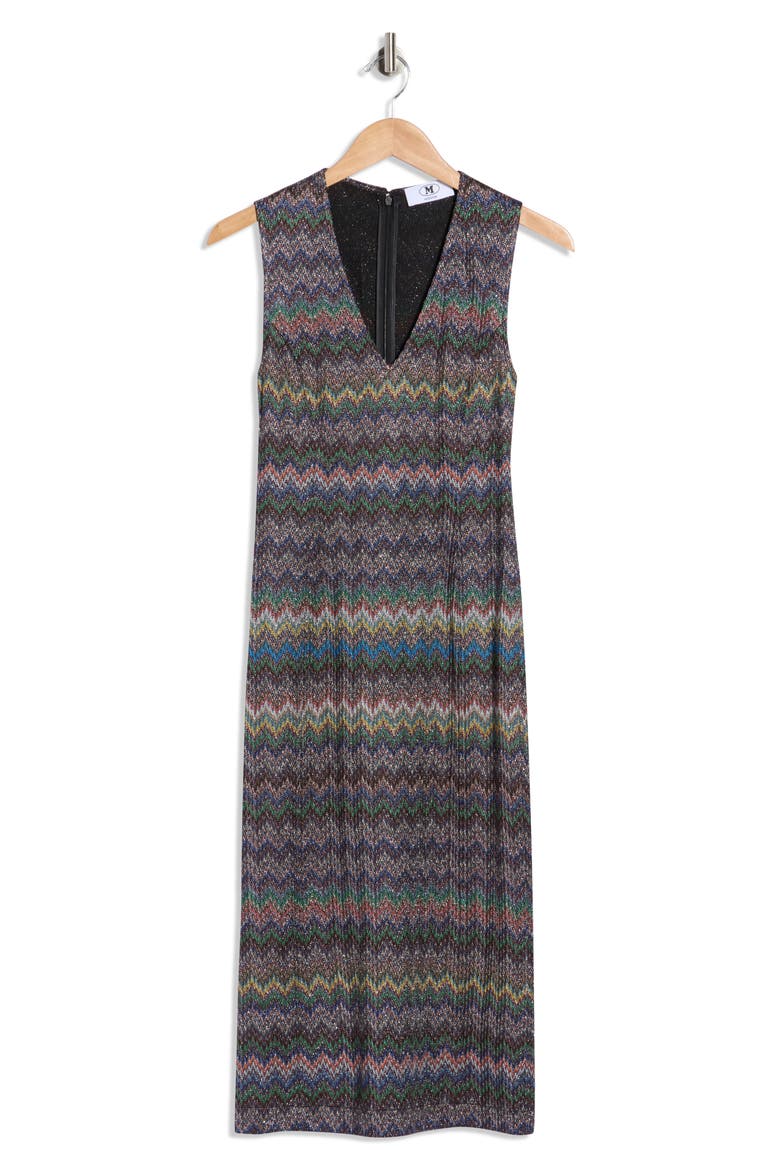 Chevron Sleeveless Knit Midi Dress, Alternate, color, DARK URBAN MULTICOLOR