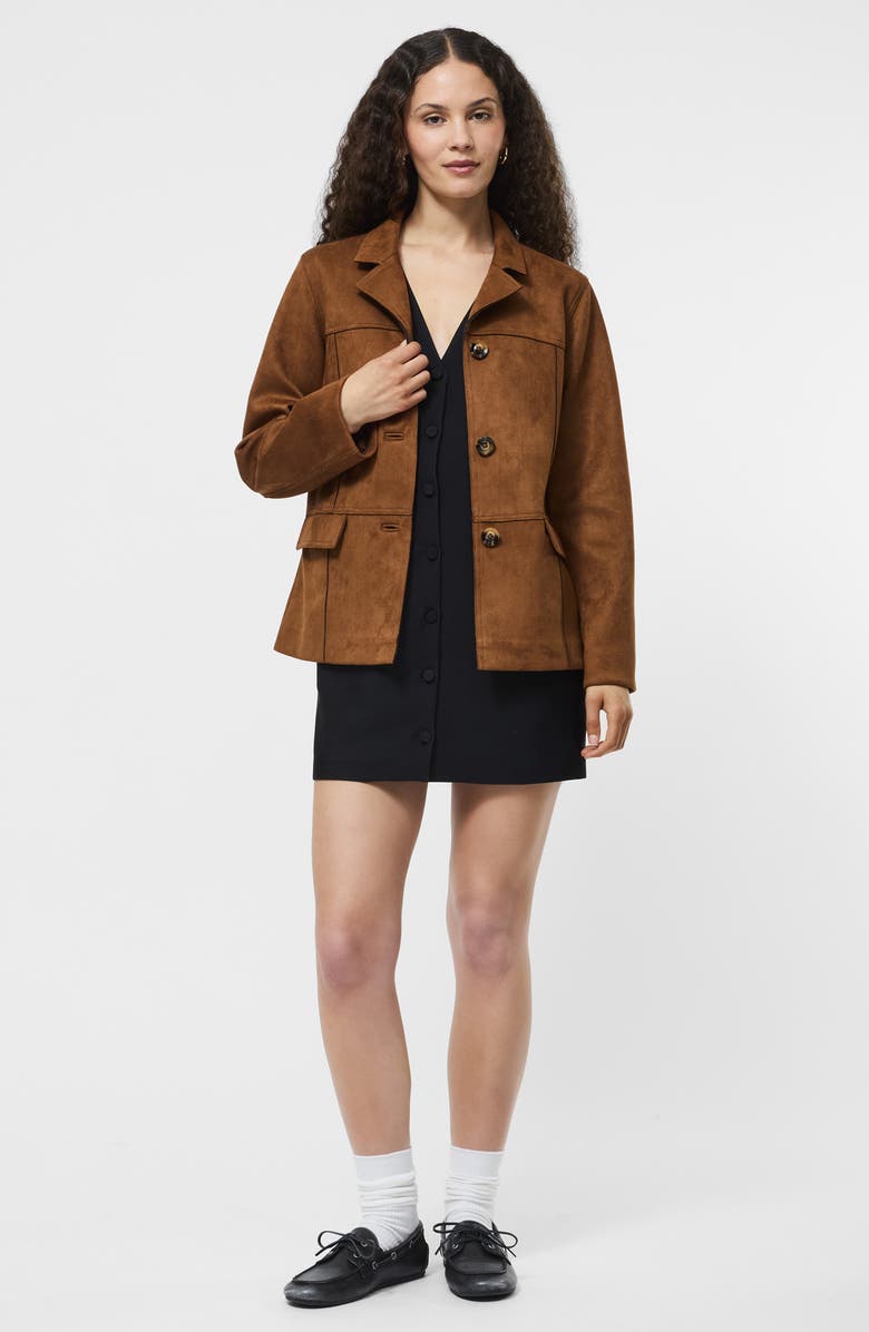 French Connection Laney Faux Suede Jacket, Alternate, color, Tan