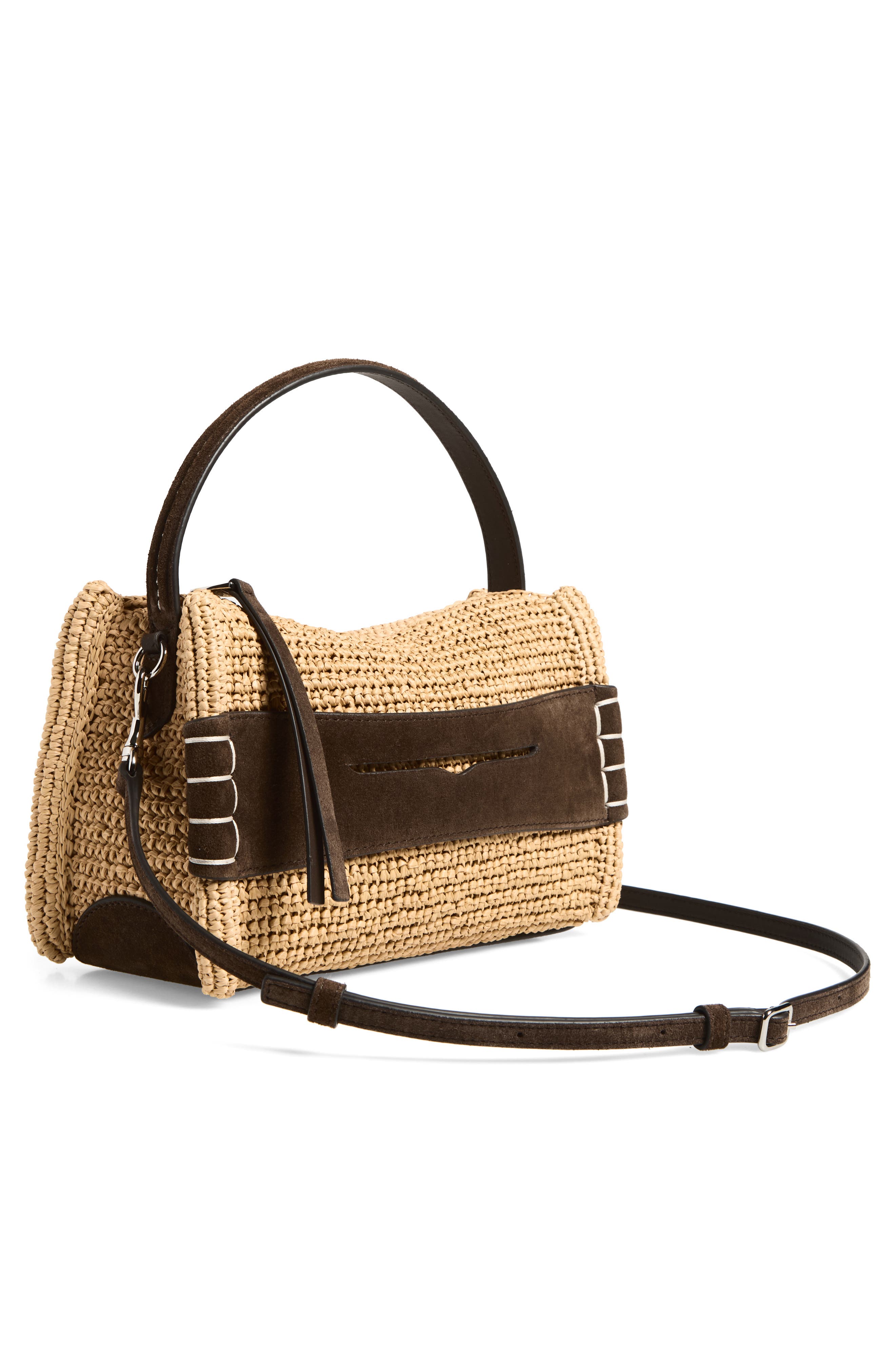 Small Loafer Raffia & Suede Handbag, Alternate, color, NATURAL/ BROWN 094