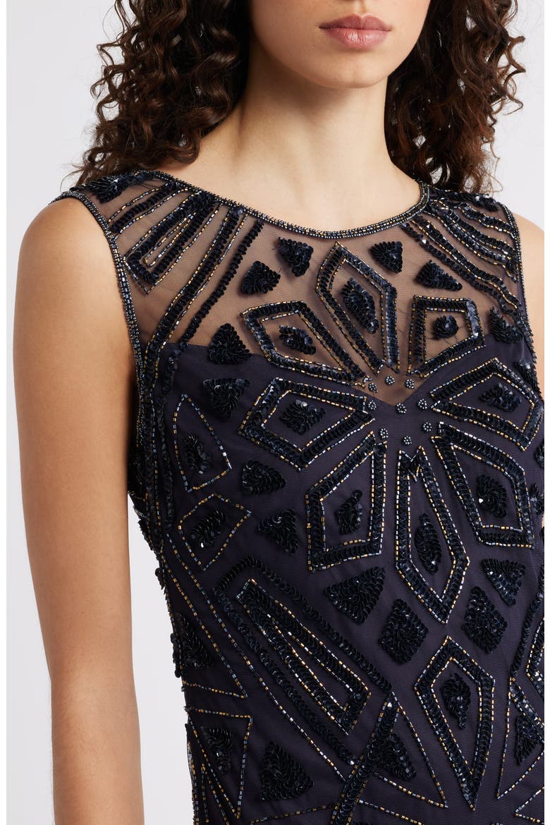 Geometric Beaded Sleeveless Gown, Alternate, color, PLUM 502