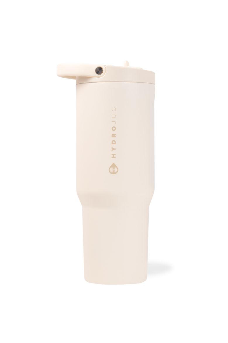 Sport Insulated Stainless Steel Water Bottle with Flip Straw and Swivel Handle for Gym & Outdoors, Main, color, Cream