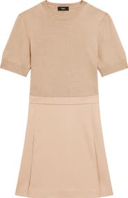 Theory Short Sleeve Mixed Media Minidress