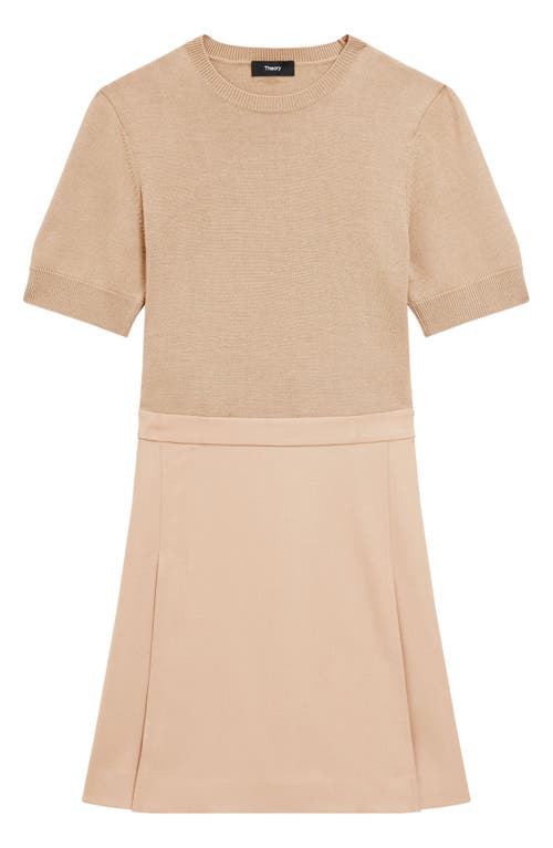 Theory Short Sleeve Mixed Media Minidress In Multi
