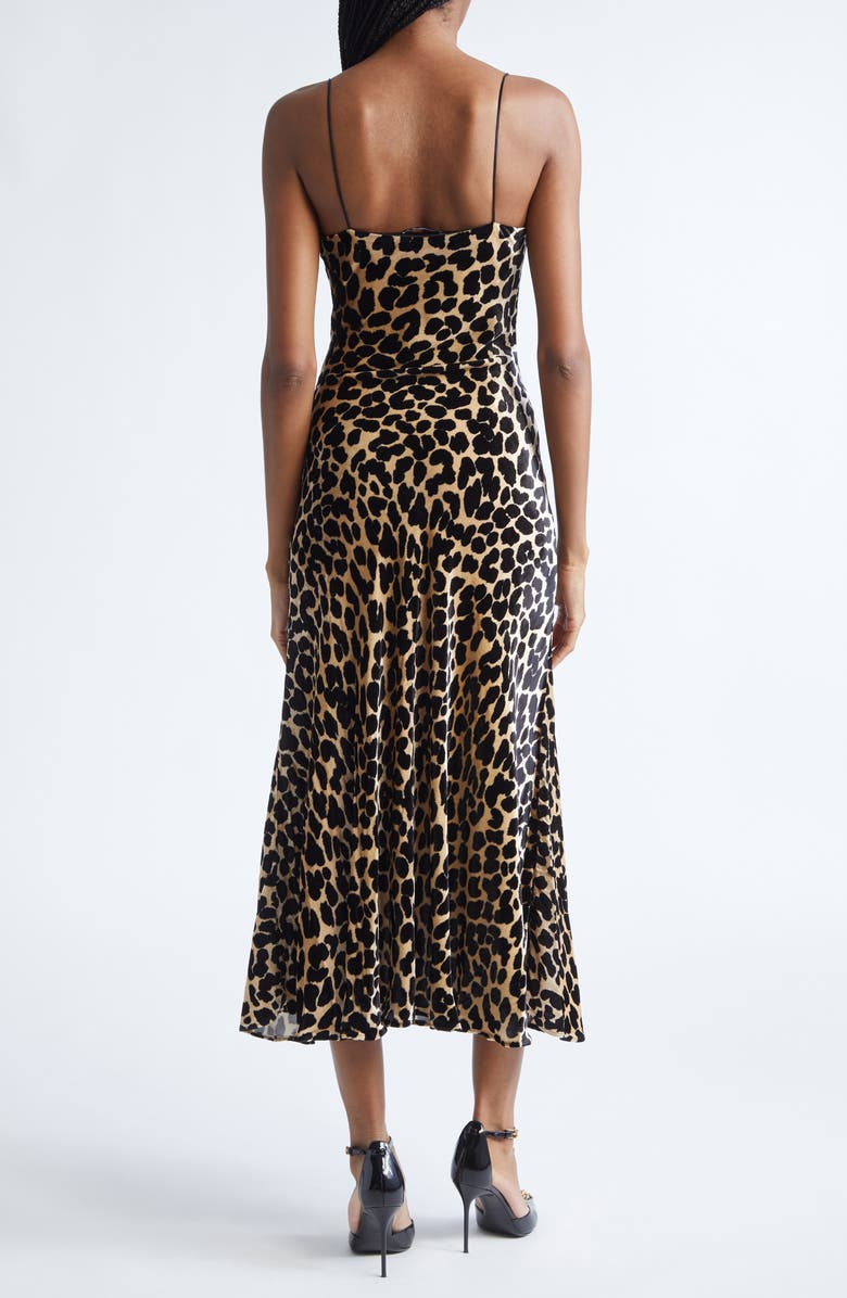 Balmain Leopard Print Cowl Neck Velvet Slip Dress, Alternate, color, Gba Beige/ Black