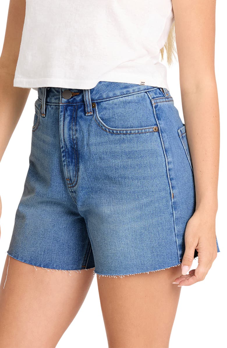 Billabong Riley Raw Hem High Waist Denim Shorts, Alternate, color, Pacific Wash